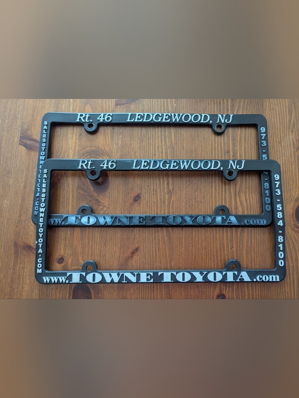 Toyota of Rt. 46 Ledgewood, NJ License Plate Tag Frame Holder Logo Nameplate.